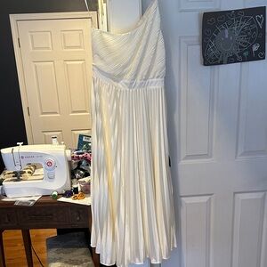 Lulu's Elegant One Shoulder White Dress